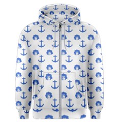 Vintage Face Anchor Blue Men s Zipper Hoodie by snowwhitegirl