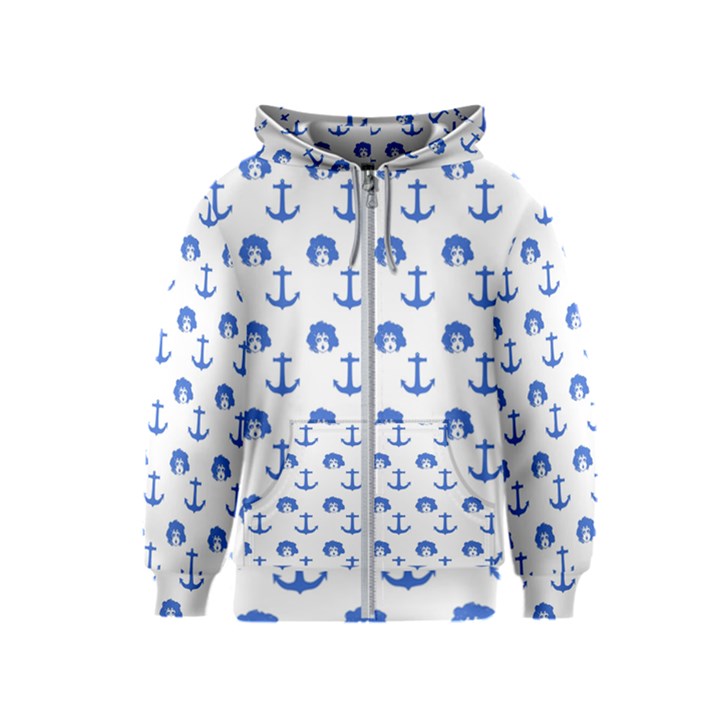 Vintage Face Anchor Blue Kids  Zipper Hoodie