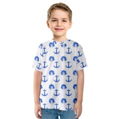 Vintage Face Anchor Blue Kids  Sport Mesh Tee