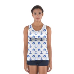 Vintage Face Anchor Blue Sport Tank Top  by snowwhitegirl