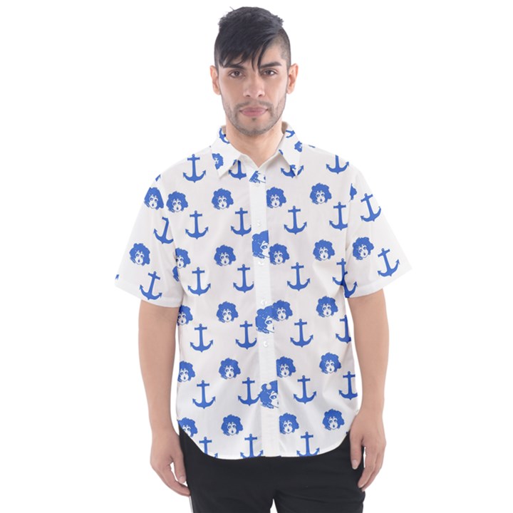 Vintage Face Anchor Blue Men s Short Sleeve Shirt