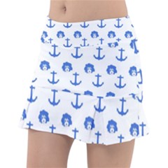 Vintage Face Anchor Blue Tennis Skirt by snowwhitegirl