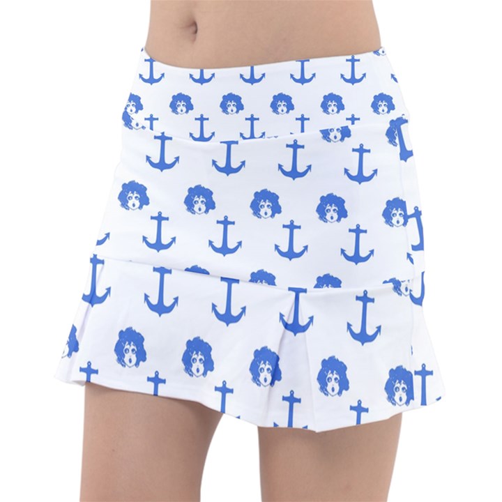 Vintage Face Anchor Blue Tennis Skirt