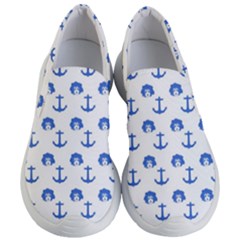 Vintage Face Anchor Blue Women s Lightweight Slip Ons