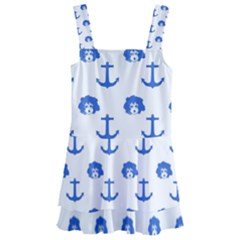 Vintage Face Anchor Blue Kids  Layered Skirt Swimsuit by snowwhitegirl