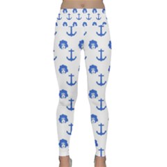 Vintage Face Anchor Blue Lightweight Velour Classic Yoga Leggings