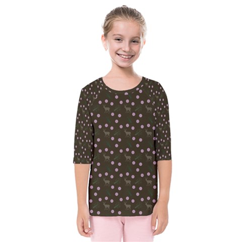 Brown Deer Trees Pattern Kids  Quarter Sleeve Raglan Tee by snowwhitegirl