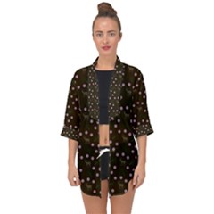 Brown Deer Trees Pattern Open Front Chiffon Kimono by snowwhitegirl