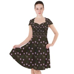 Brown Deer Trees Pattern Cap Sleeve Midi Dress