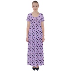 Pink Deer Pattern High Waist Short Sleeve Maxi Dress