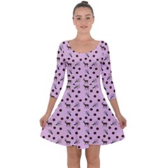 Pink Deer Pattern Quarter Sleeve Skater Dress