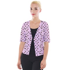 Pink Deer Pattern Cropped Button Cardigan