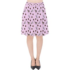 Pink Deer Pattern Velvet High Waist Skirt by snowwhitegirl