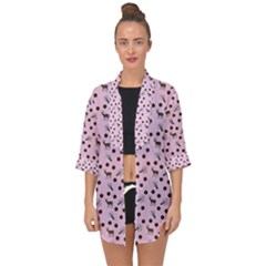 Pink Deer Pattern Open Front Chiffon Kimono