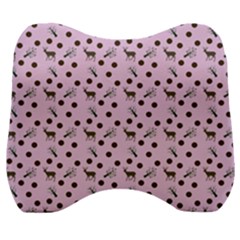 Pink Deer Pattern Velour Head Support Cushion