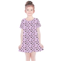 Pink Deer Pattern Kids  Simple Cotton Dress