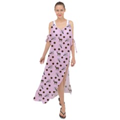 Pink Deer Pattern Maxi Chiffon Cover Up Dress