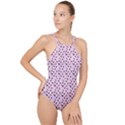 Pink Deer Pattern High Neck One Piece Swimsuit View1