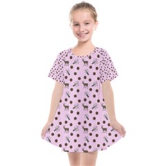 Pink Deer Pattern Kids  Smock Dress