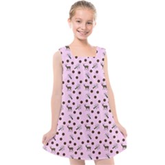 Pink Deer Pattern Kids  Cross Back Dress