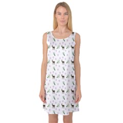 White Deer Pattern Sleeveless Satin Nightdress