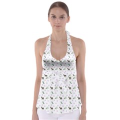 White Deer Pattern Babydoll Tankini Top by snowwhitegirl