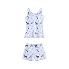 White Deer Pattern Kid s Boyleg Swimsuit