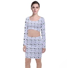 White Deer Pattern Top And Skirt Sets