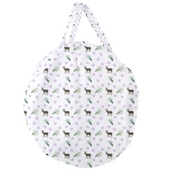 White Deer Pattern Giant Round Zipper Tote