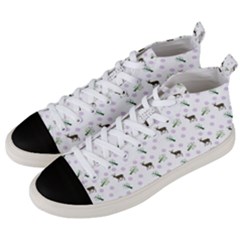 White Deer Pattern Men s Mid-top Canvas Sneakers