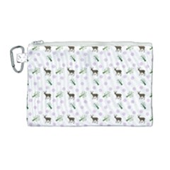 White Deer Pattern Canvas Cosmetic Bag (large)