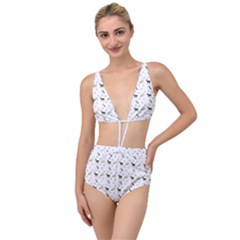 White Deer Pattern Tied Up Two Piece Swimsuit