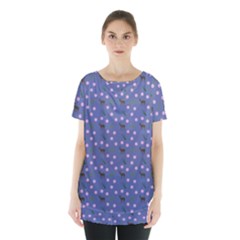 Blue Deer Pattern Skirt Hem Sports Top