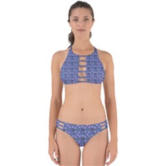 Blue Deer Pattern Perfectly Cut Out Bikini Set