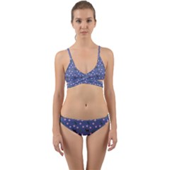 Blue Deer Pattern Wrap Around Bikini Set