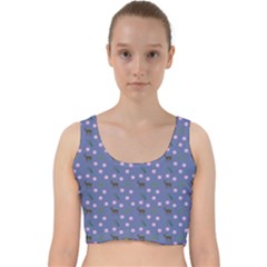 Blue Deer Pattern Velvet Racer Back Crop Top