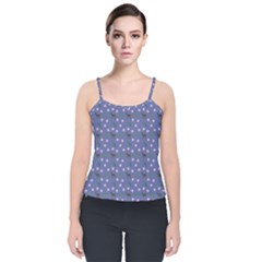 Blue Deer Pattern Velvet Spaghetti Strap Top