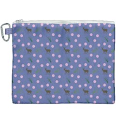 Blue Deer Pattern Canvas Cosmetic Bag (xxxl)