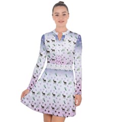 Ombre Deer Pattern Long Sleeve Panel Dress