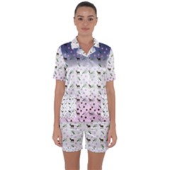 Ombre Deer Pattern Satin Short Sleeve Pyjamas Set