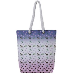 Ombre Deer Pattern Full Print Rope Handle Tote (small)