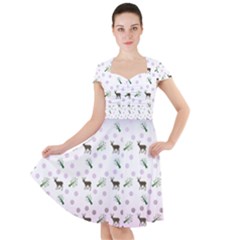 Ombre Deer Pattern Cap Sleeve Midi Dress