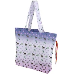 Ombre Deer Pattern Drawstring Tote Bag by snowwhitegirl