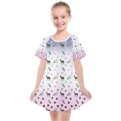 Ombre Deer Pattern Kids  Smock Dress