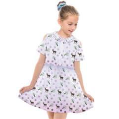 Ombre Deer Pattern Kids  Short Sleeve Shirt Dress