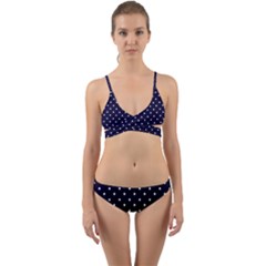 Little  Dots Navy Blue Wrap Around Bikini Set