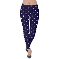 Little  Dots Navy Blue Velvet Leggings by snowwhitegirl