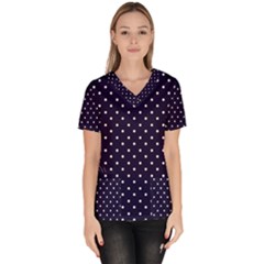 Little  Dots Navy Blue Women s V-neck Scrub Top by snowwhitegirl