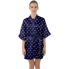 Little  Dots Navy Blue Quarter Sleeve Kimono Robe