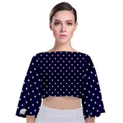 Little  Dots Navy Blue Tie Back Butterfly Sleeve Chiffon Top